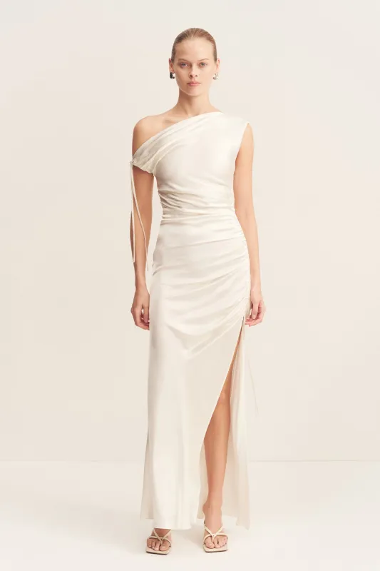 LA LUNE GATHERED MAXI DRESS - WHITE sold by Shona Joy