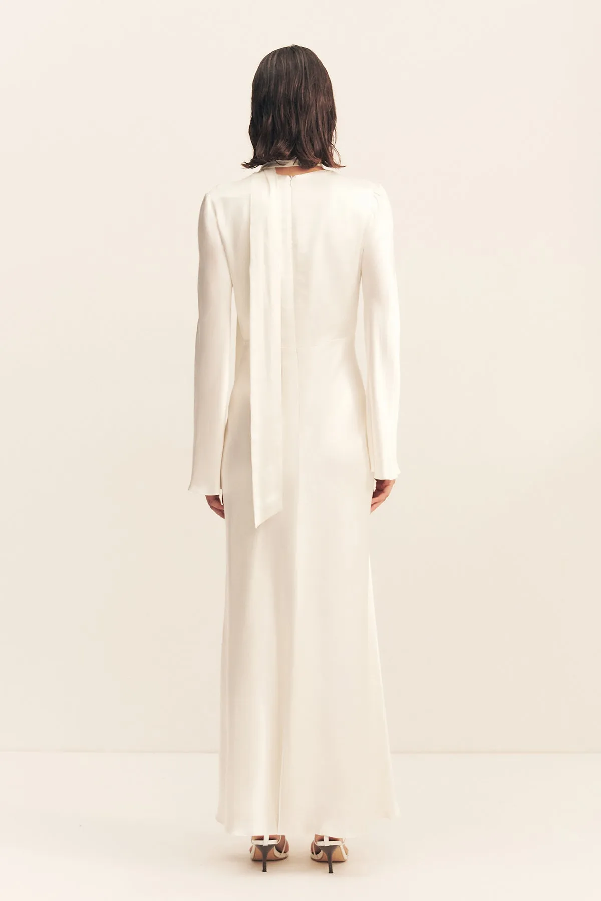 LA LUNE PLUNGED LONG SLEEVE MAXI DRESS - WHITE sold by Shona Joy product image thumbnail 5