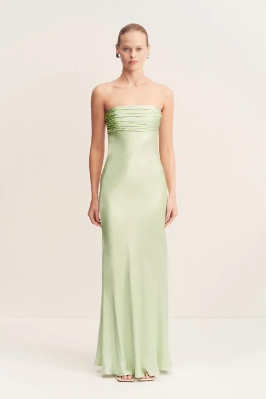 LA LUNE STRAPLESS RUCHED BODICE MAXI DRESS - KEY LIME sold by Shona Joy