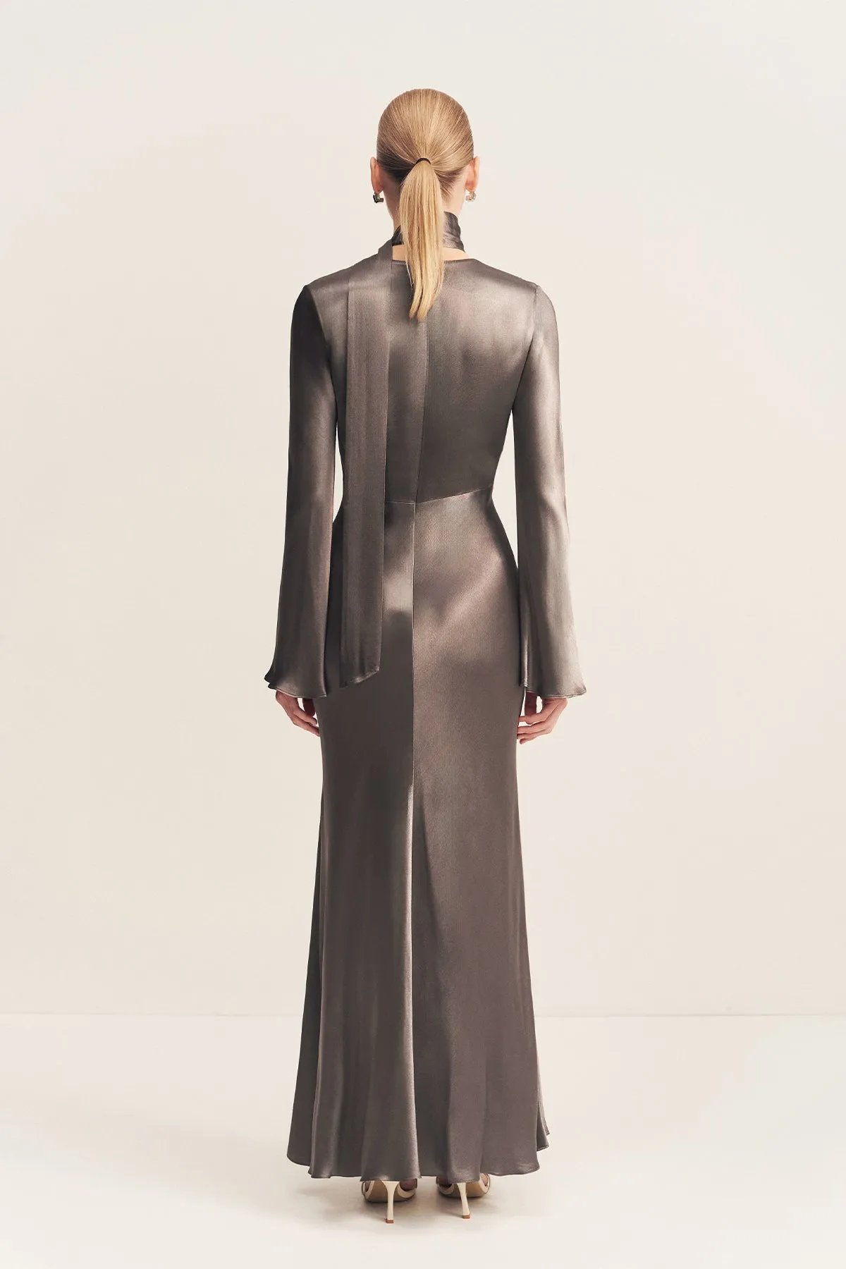 LA LUNE PLUNGED LONG SLEEVE MAXI DRESS - GRAPHITE sold by Shona Joy product image thumbnail 5