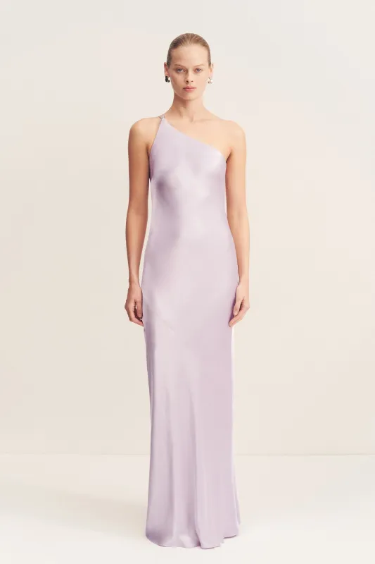 LA LUNE ONE SHOULDER COWL BACK MAXI DRESS - LILAC sold by Shona Joy