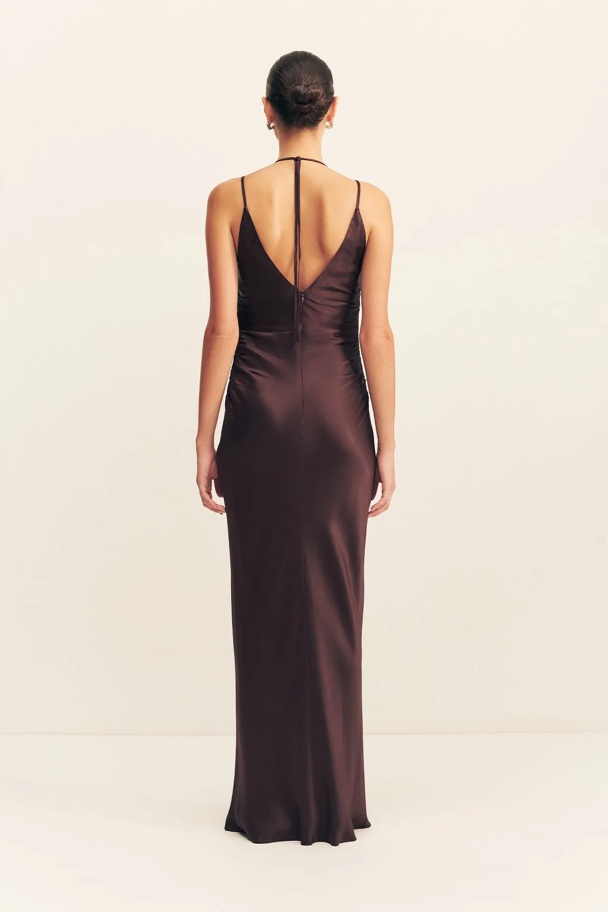 LA LUNE HIGH NECK RUCHED MAXI DRESS - ESPRESSO sold by Shona Joy product image thumbnail 5