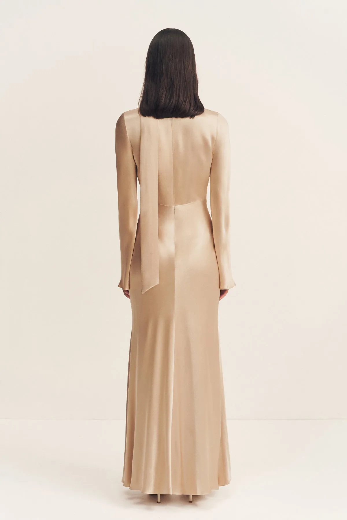 LA LUNE PLUNGED LONG SLEEVE MAXI DRESS - GOLD sold by Shona Joy product image thumbnail 5