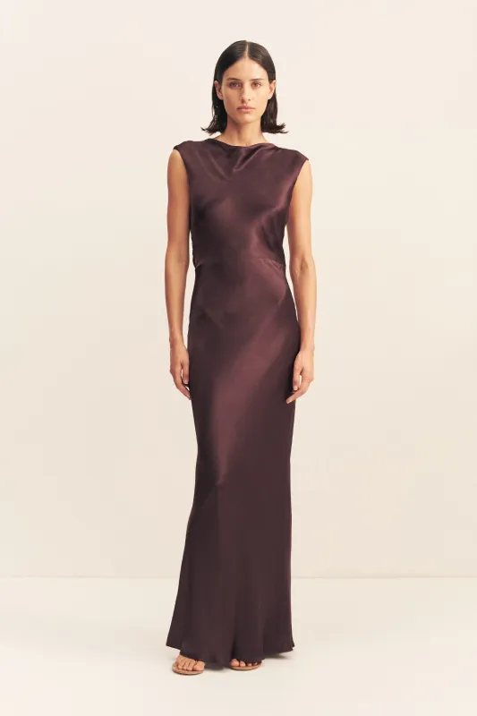 LA LUNE COWL BACK MAXI DRESS - ESPRESSO sold by Shona Joy
