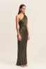 LA LUNE GATHERED ONE SHOULDER MAXI DRESS - FOREST sold by Shona Joy