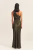 LA LUNE GATHERED ONE SHOULDER MAXI DRESS - FOREST sold by Shona Joy