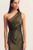 LA LUNE GATHERED ONE SHOULDER MAXI DRESS - FOREST sold by Shona Joy