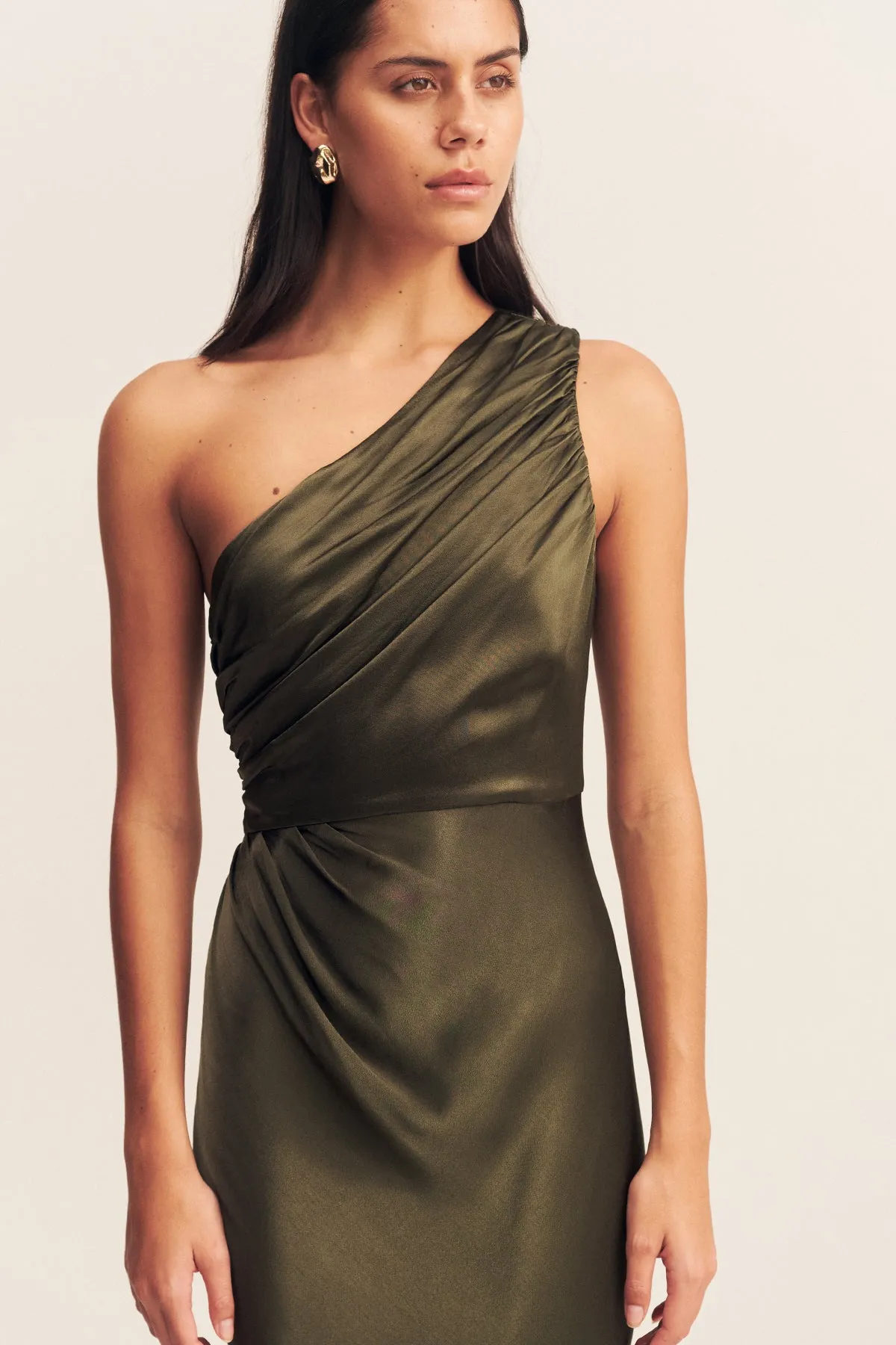 LA LUNE GATHERED ONE SHOULDER MAXI DRESS - FOREST sold by Shona Joy product image thumbnail 2