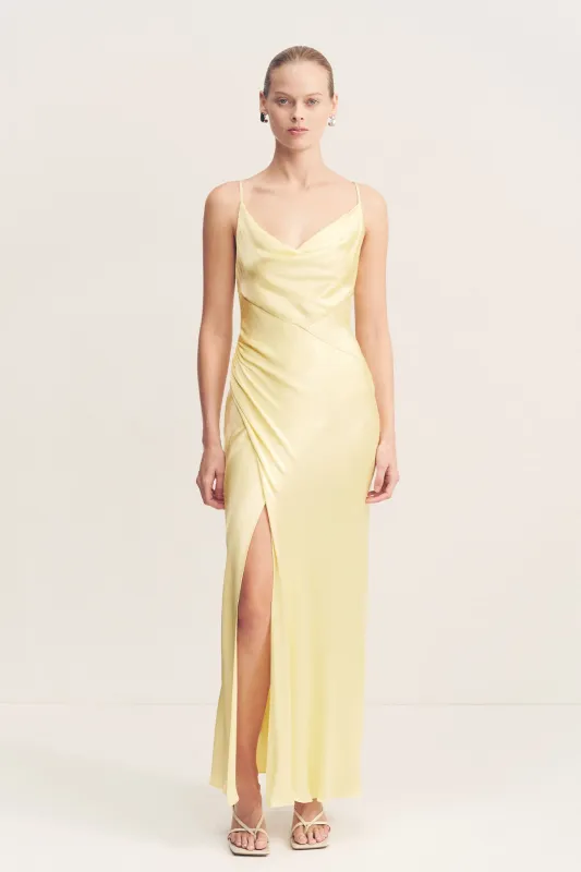 LA LUNE COWL NECK MIDI DRESS - LEMON sold by Shona Joy