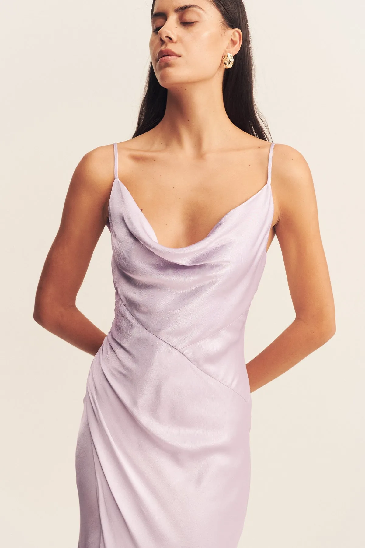 LA LUNE COWL NECK MIDI DRESS - LILAC sold by Shona Joy product image thumbnail 2