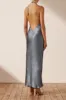 LA LUNE LOW BACK HALTER NECK MIDI DRESS - BLUE SMOKE sold by Shona Joy