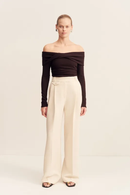 BEAU OFF SHOULDER TWIST FRONT TOP - ESPRESSO made by Shona Joy