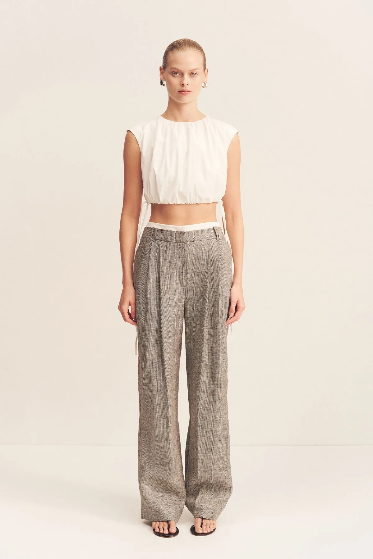 ELLIOT DOUBLE WAIST BAND PANT - CONCRETE sold by Shona Joy