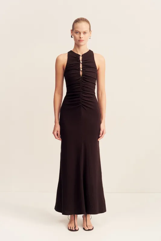 BEAU GATHERED MAXI DRESS - ESPRESSO sold by Shona Joy
