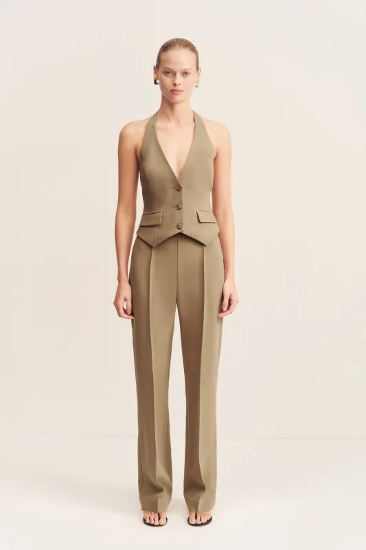 IRENA STRAIGHT LEG PINTUCK PANT - OAK sold by Shona Joy
