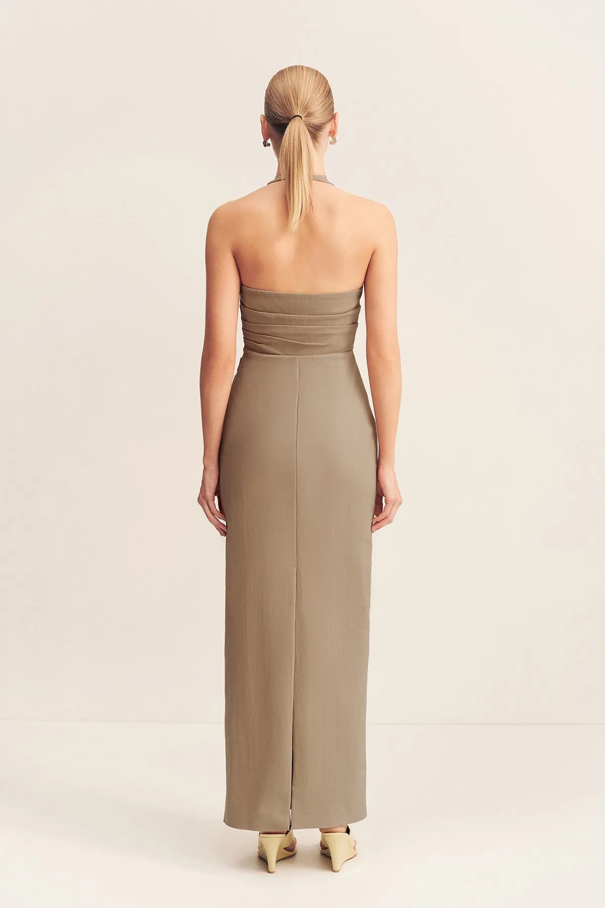 LANI DRAPED HALTER MAXI DRESS - PEBBLE sold by Shona Joy product image thumbnail 5