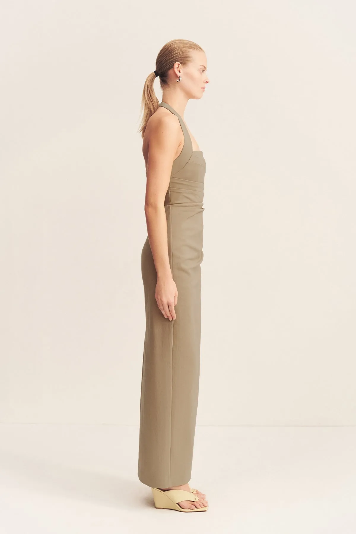 LANI DRAPED HALTER MAXI DRESS - PEBBLE sold by Shona Joy product image thumbnail 4