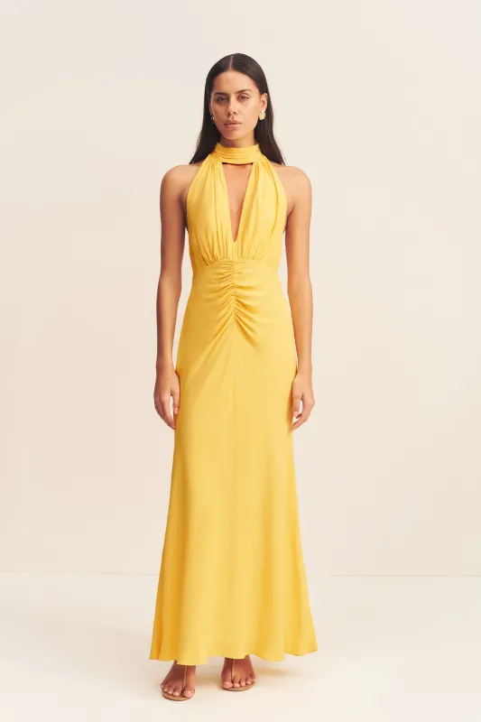 PIERCE HALTER NECK MAXI DRESS - SUNFLOWER sold by Shona Joy