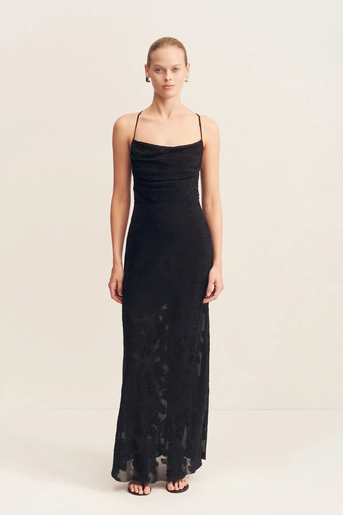 BOWERY LACE BACK BIAS MAXI DRESS - NOIR sold by Shona Joy