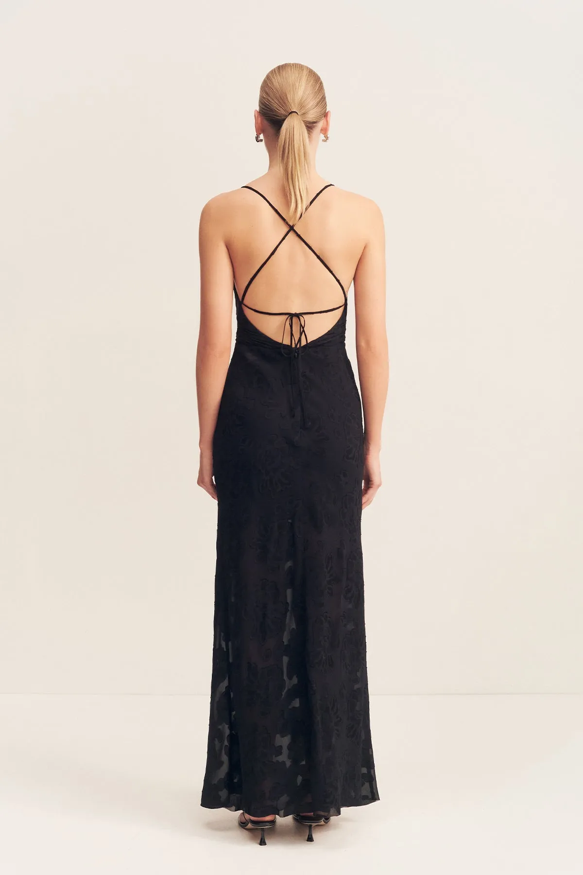 BOWERY LACE BACK BIAS MAXI DRESS - NOIR sold by Shona Joy product image thumbnail 4