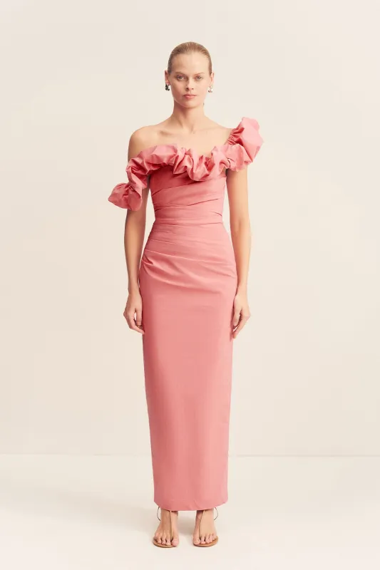 CAMPBELL RUFFLE DRAPED MAXI DRESS - BUBBLEGUM sold by Shona Joy