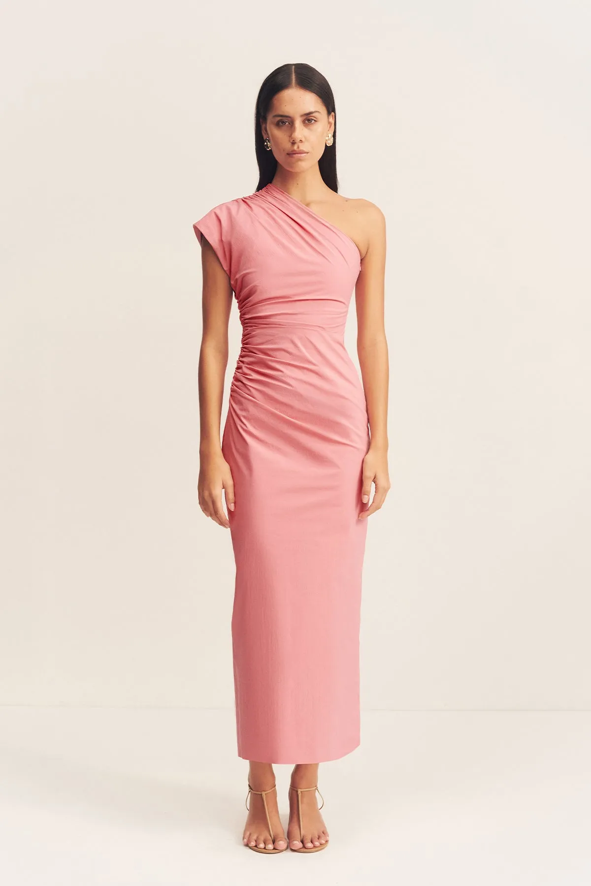 CAMPBELL ASYMMETRICAL MIDI DRESS - BUBBLEGUM sold by Shona Joy