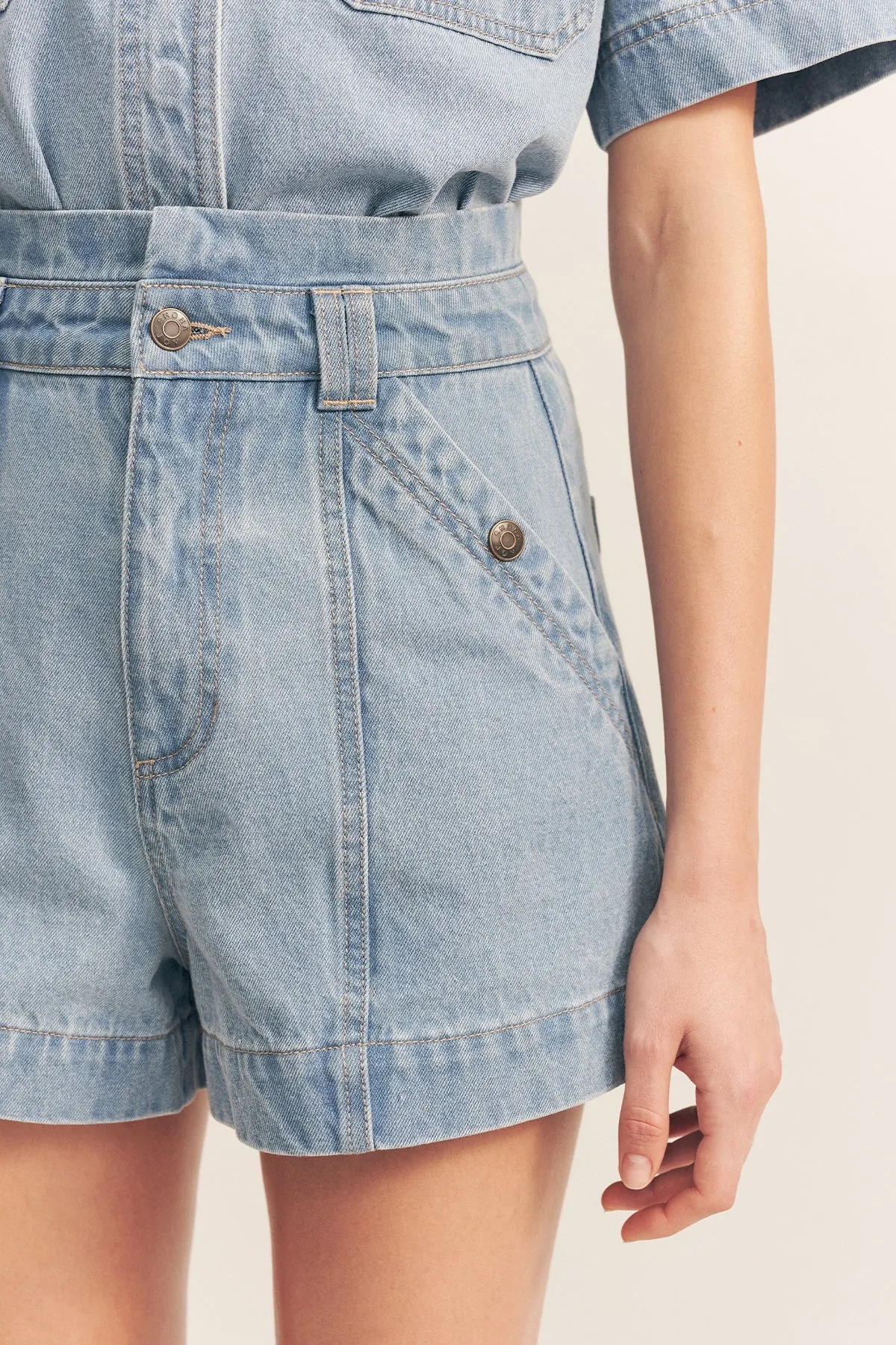 STELLA HIGH WAISTED FLARED SHORT - MID BLUE sold by Shona Joy product image thumbnail 5