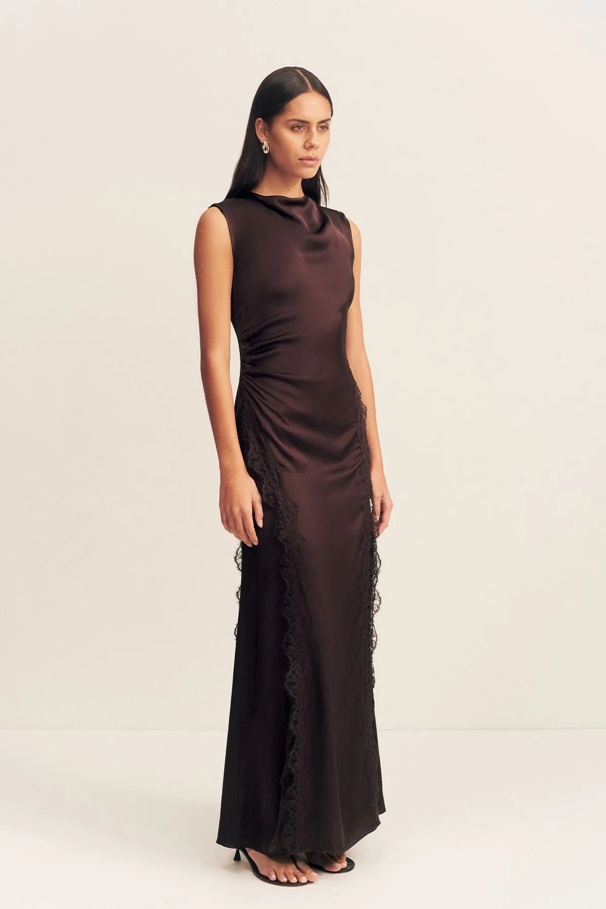 ALLEGRA LACE PANELLED MAXI DRESS - ESPRESSO sold by Shona Joy product image thumbnail 2