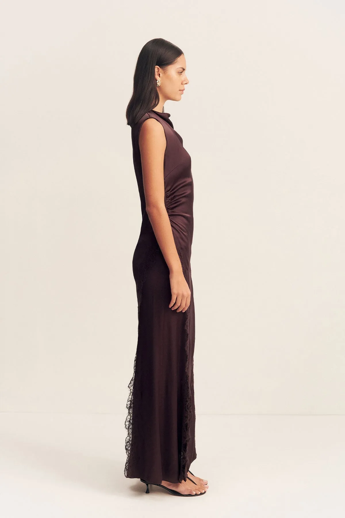 ALLEGRA LACE PANELLED MAXI DRESS - ESPRESSO sold by Shona Joy product image thumbnail 3
