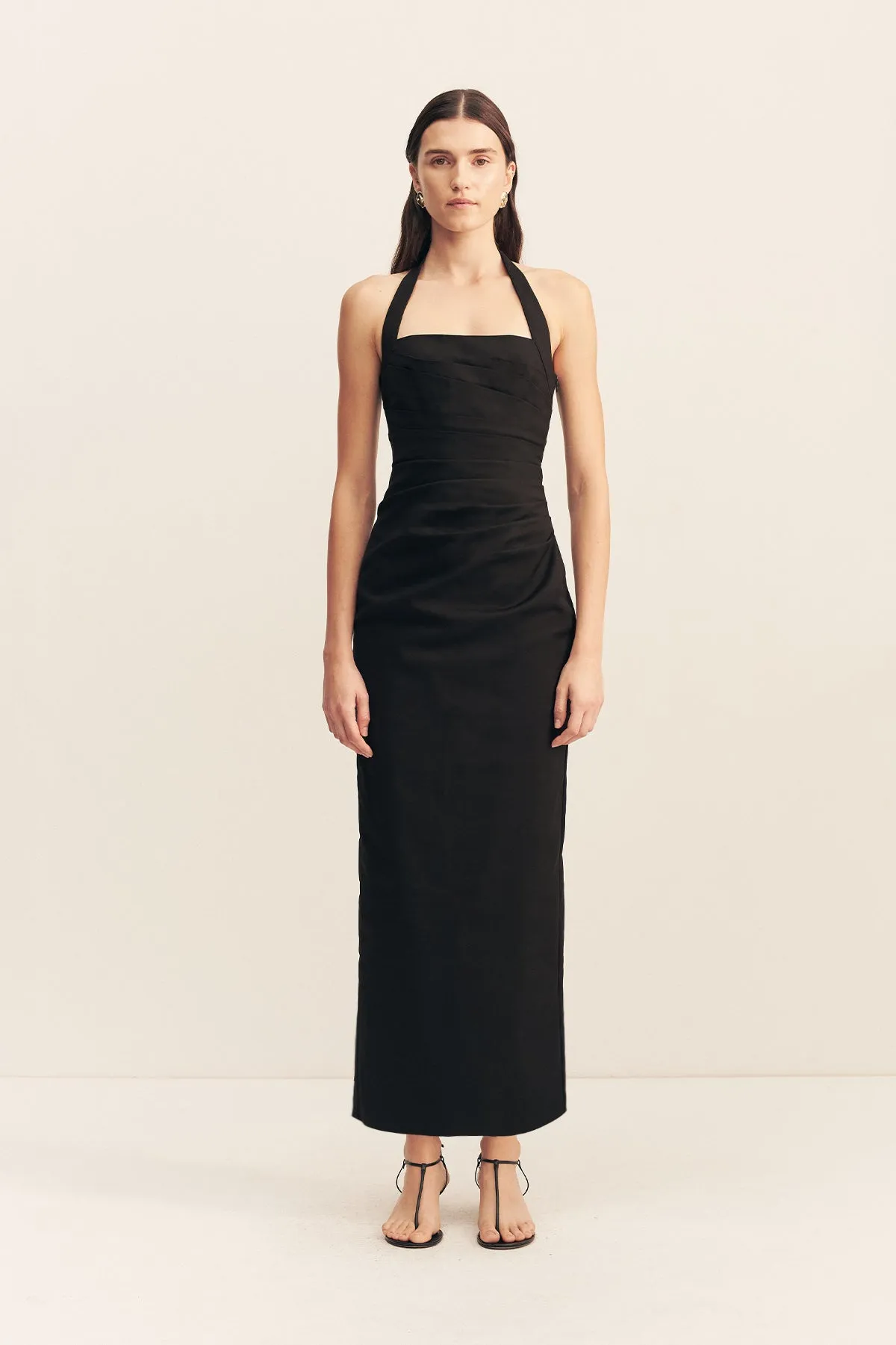 LANI DRAPED HALTER MAXI DRESS - BLACK sold by Shona Joy