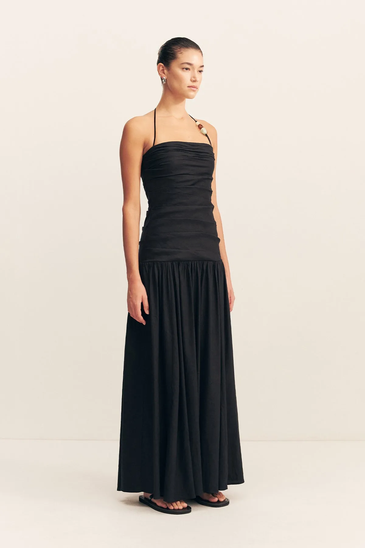 KASBAH DRAPED HALTER NECK MAXI DRESS - BLACK sold by Shona Joy product image thumbnail 3