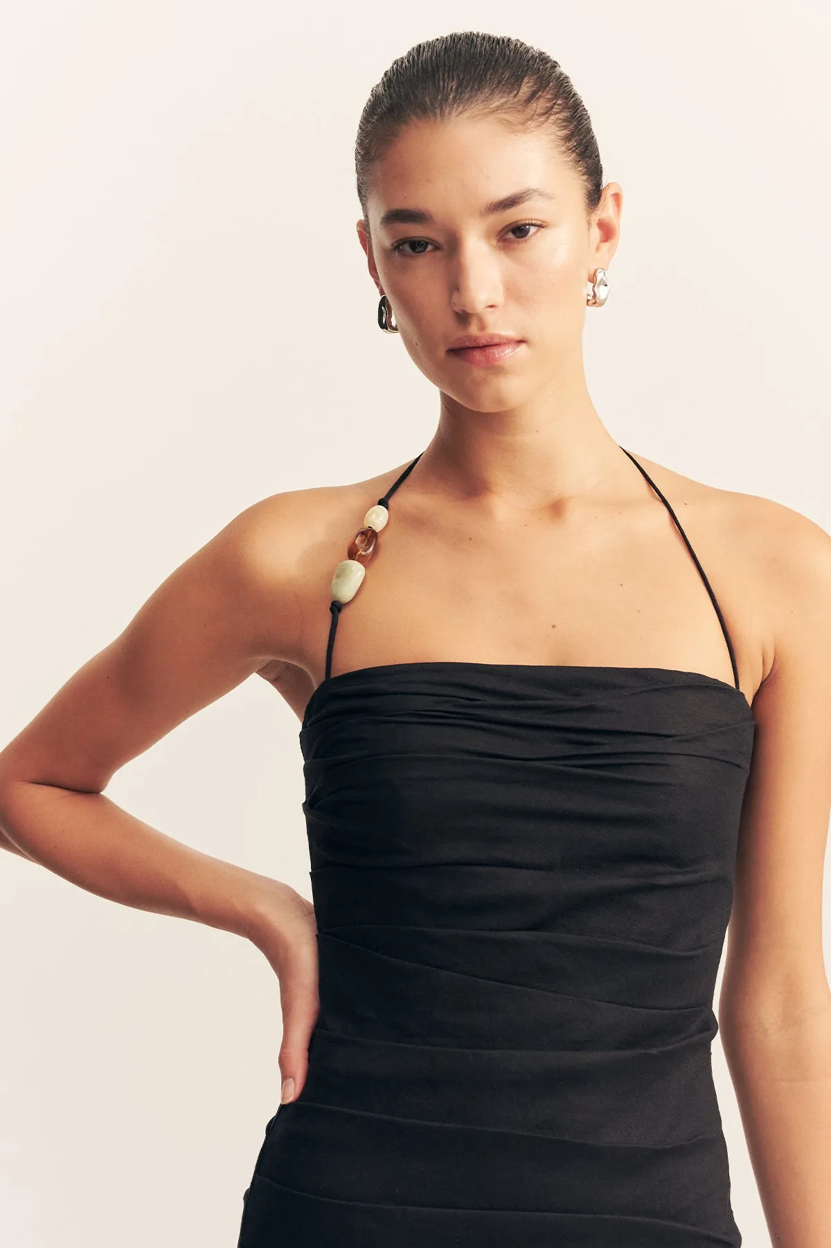 KASBAH DRAPED HALTER NECK MAXI DRESS - BLACK sold by Shona Joy product image thumbnail 2