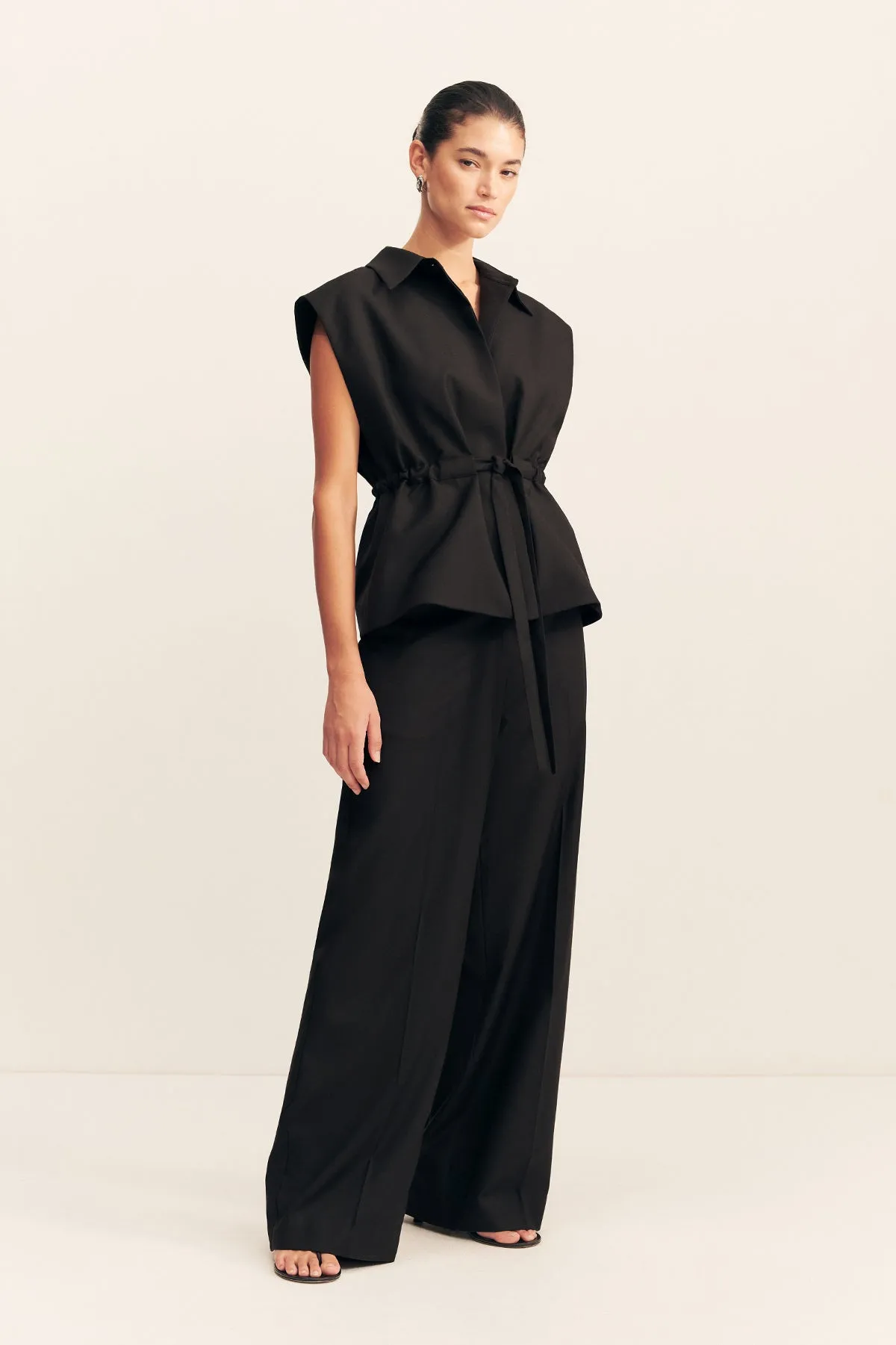 CASTRO SLEEVELESS BELTED VEST - BLACK sold by Shona Joy product image thumbnail 3