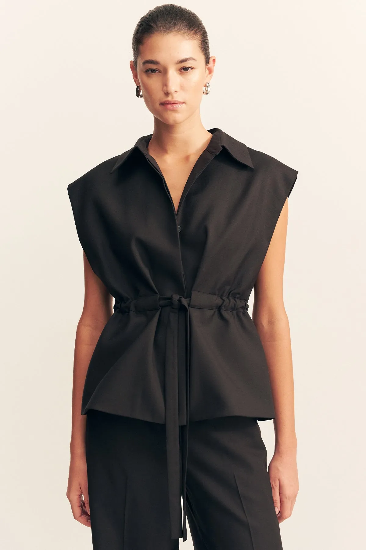 CASTRO SLEEVELESS BELTED VEST - BLACK sold by Shona Joy product image thumbnail 2