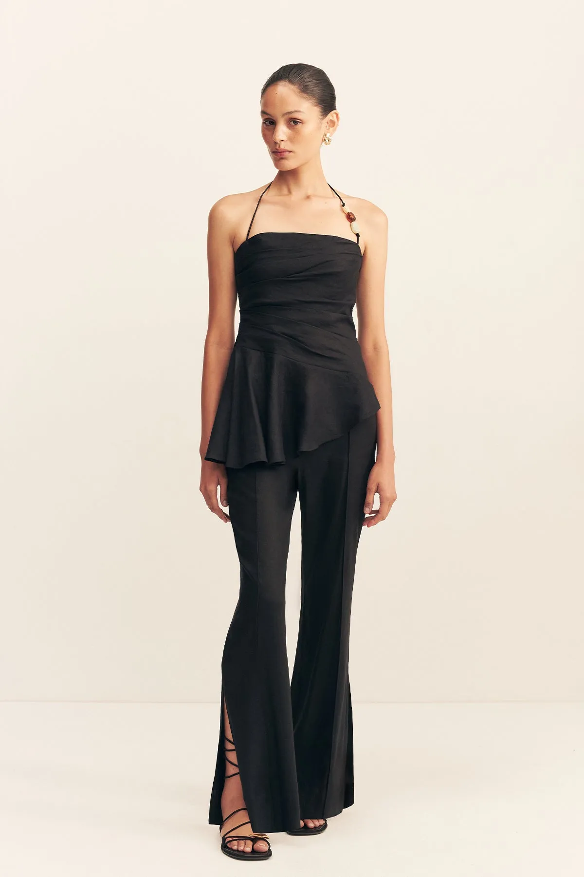 KASBAH DRAPED HALTER TOP - BLACK sold by Shona Joy