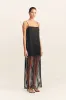 MORAYA SQUARE NECK FRINGE MAXI DRESS - BLACK sold by Shona Joy
