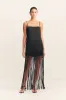 MORAYA SQUARE NECK FRINGE MAXI DRESS - BLACK sold by Shona Joy