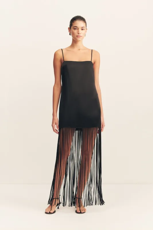 MORAYA SQUARE NECK FRINGE MAXI DRESS - BLACK sold by Shona Joy