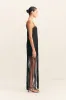 MORAYA SQUARE NECK FRINGE MAXI DRESS - BLACK sold by Shona Joy