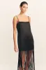 MORAYA SQUARE NECK FRINGE MAXI DRESS - BLACK sold by Shona Joy