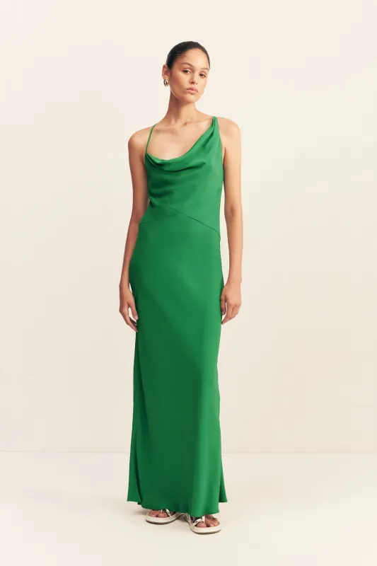 RIO ASYMMETRIC COWL MAXI DRESS - ABUNDANT GREEN sold by Shona Joy