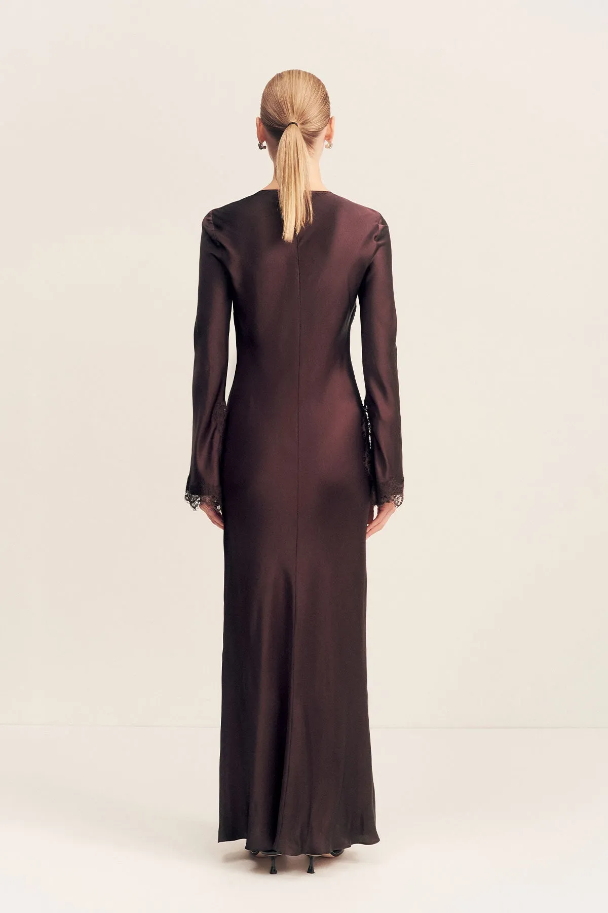 ALLEGRA LACE PLUNGED MAXI DRESS - ESPRESSO sold by Shona Joy product image thumbnail 4