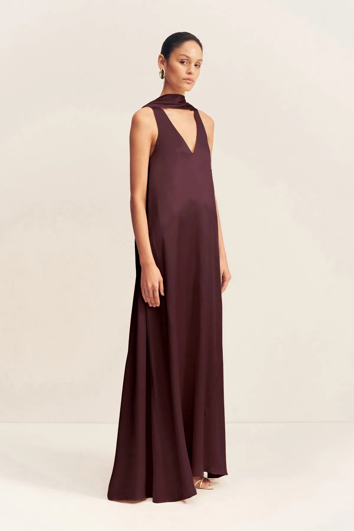 LA LUNE SCARF PANELLED MAXI DRESS - ESPRESSO sold by Shona Joy product image thumbnail 3