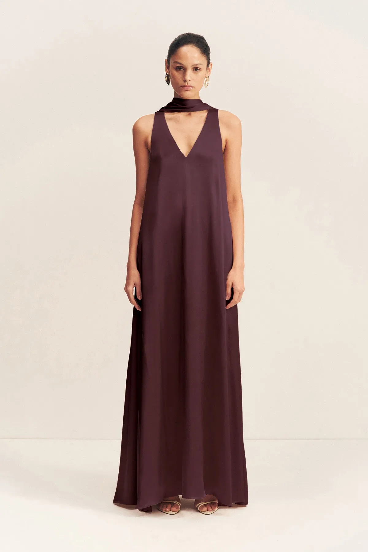LA LUNE SCARF PANELLED MAXI DRESS - ESPRESSO sold by Shona Joy