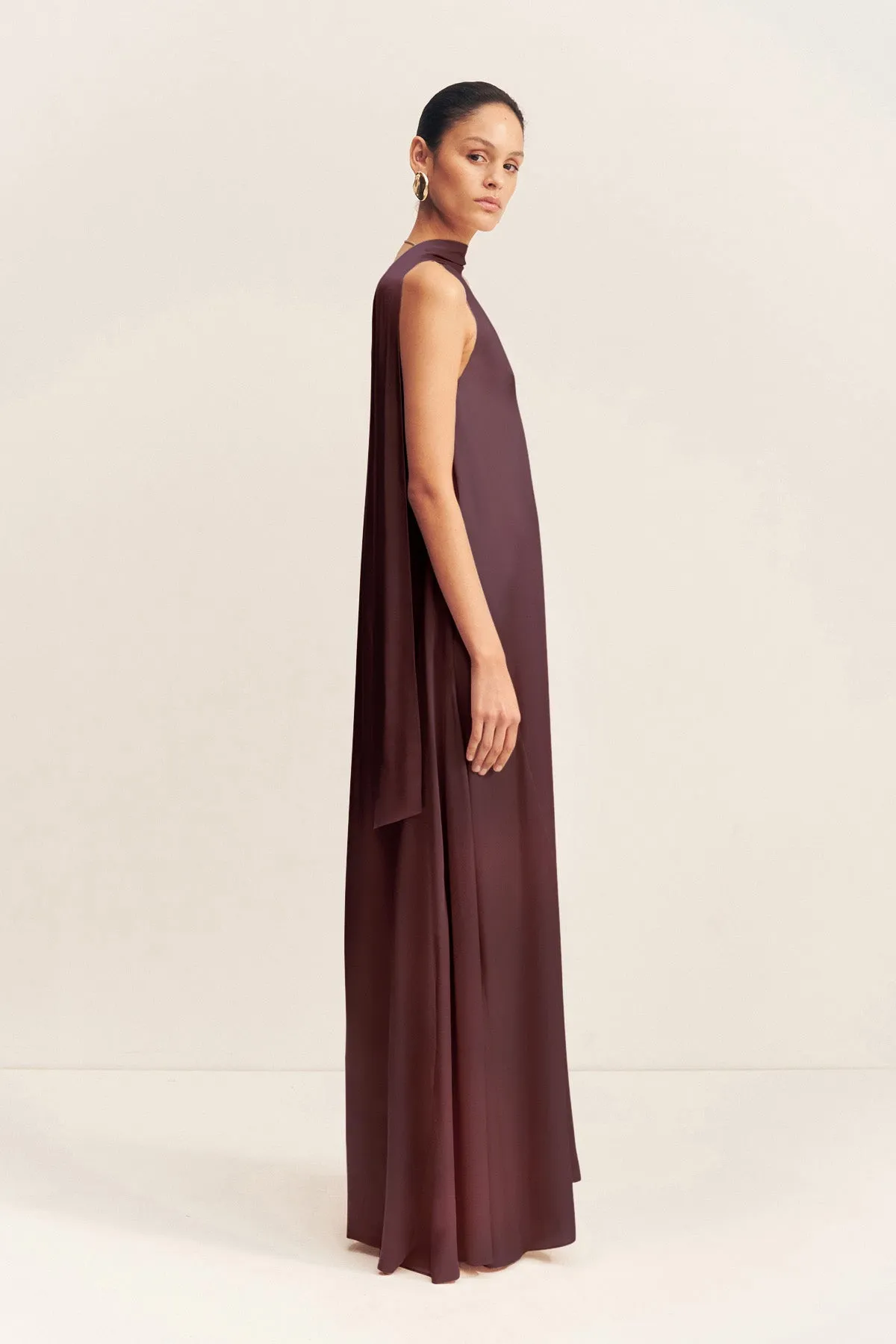 LA LUNE SCARF PANELLED MAXI DRESS - ESPRESSO sold by Shona Joy product image thumbnail 4