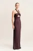 LA LUNE RUCHED HALTER MAXI DRESS - ESPRESSO sold by Shona Joy