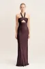 LA LUNE RUCHED HALTER MAXI DRESS - ESPRESSO sold by Shona Joy