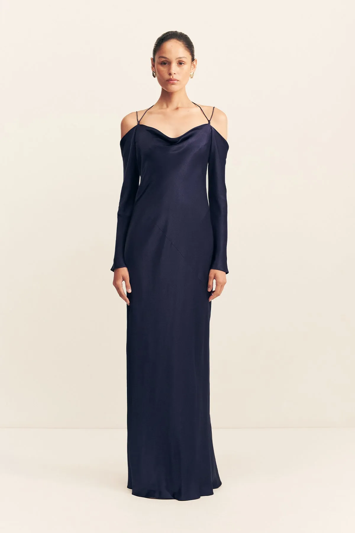 LA LUNE OFF SHOULDER TIE MAXI DRESS - MIDNIGHT sold by Shona Joy