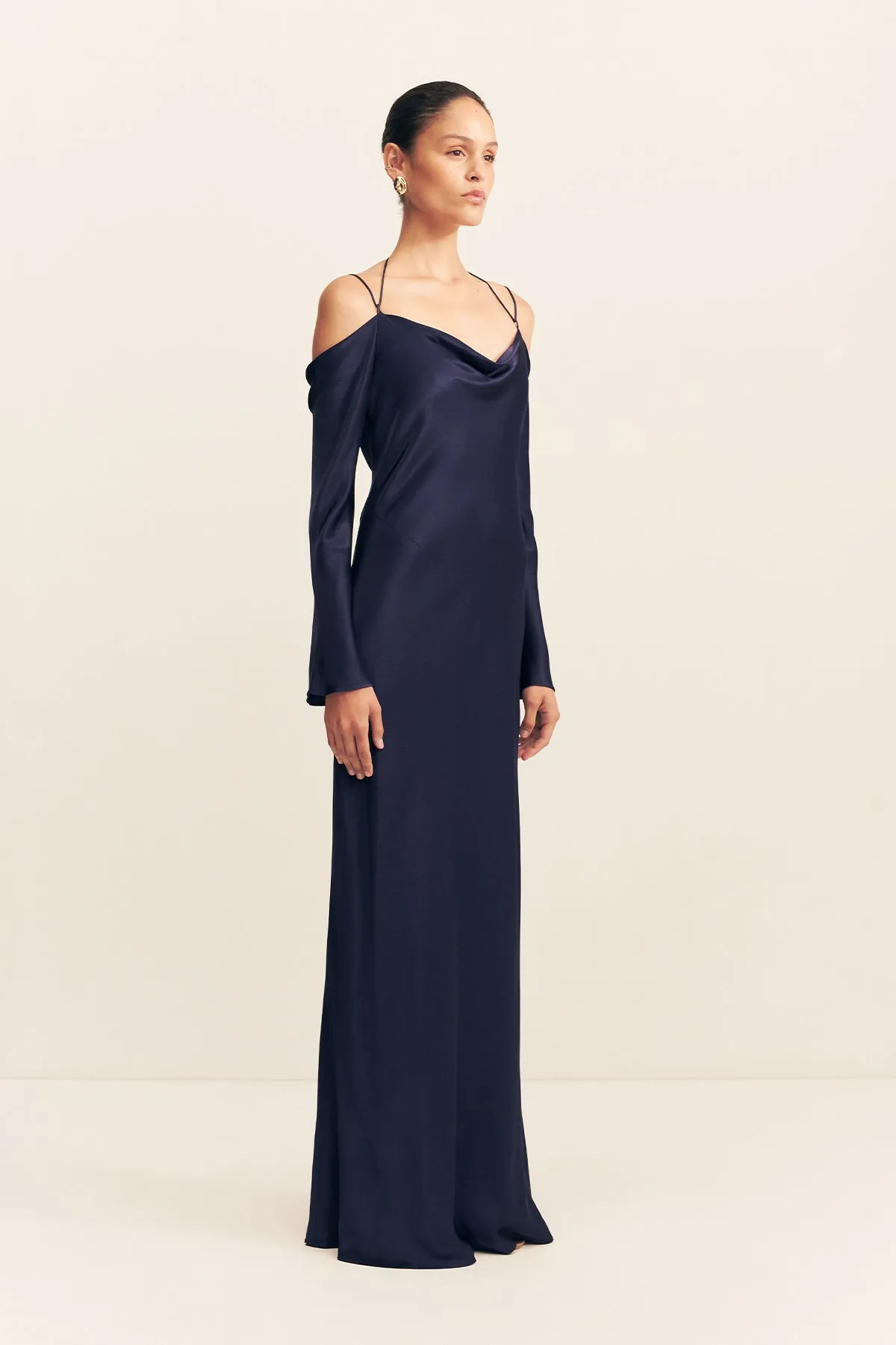 LA LUNE OFF SHOULDER TIE MAXI DRESS - MIDNIGHT sold by Shona Joy product image thumbnail 3