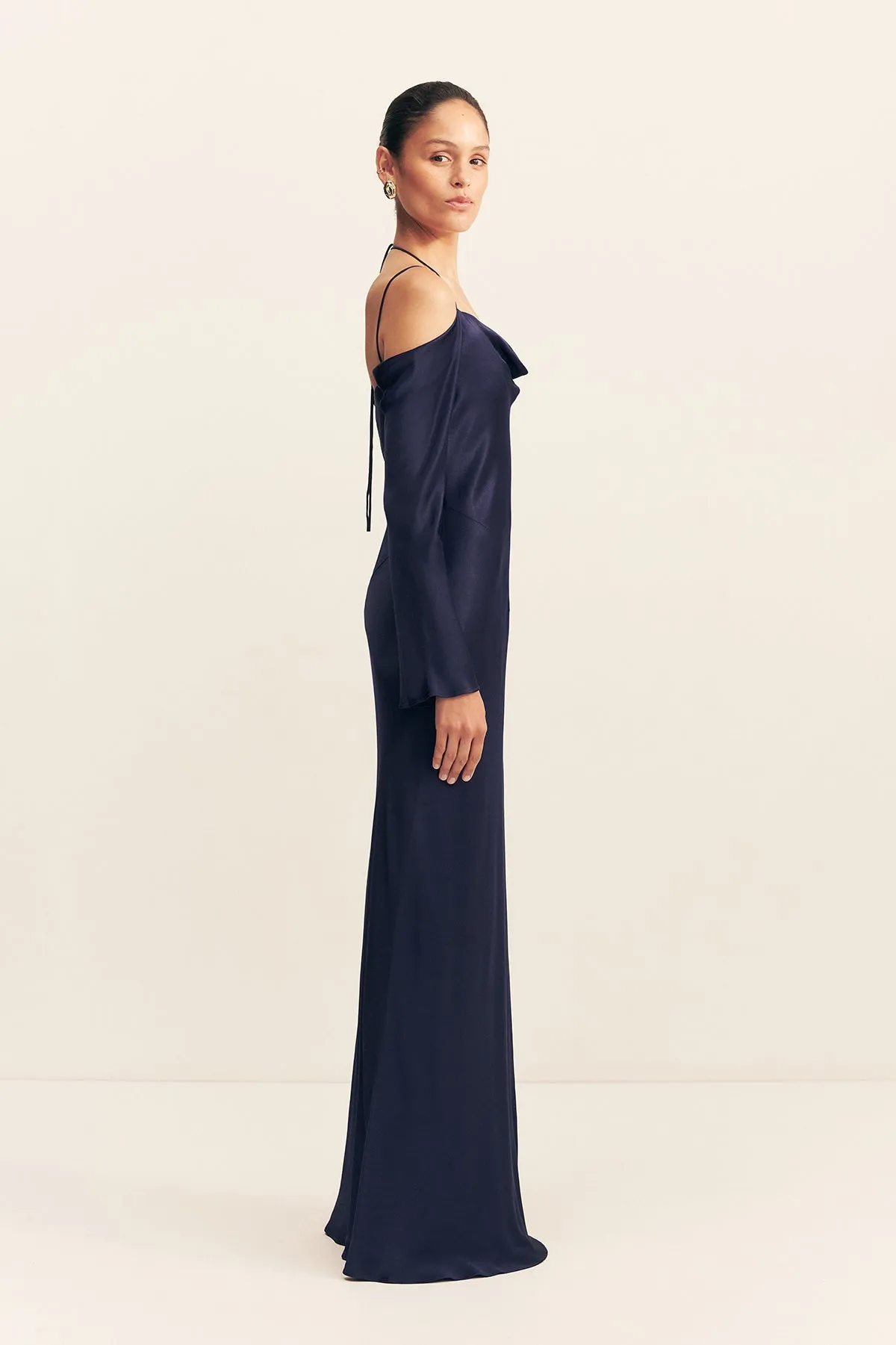 LA LUNE OFF SHOULDER TIE MAXI DRESS - MIDNIGHT sold by Shona Joy product image thumbnail 4